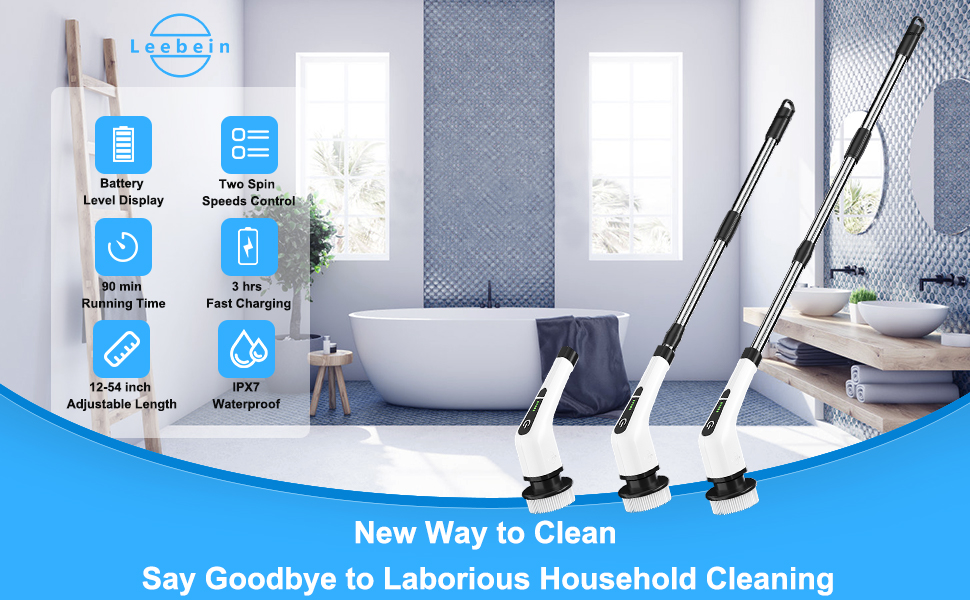 kHelfer Electric Spin Scrubber KH8W 2023 New Cordless Shower Scrubber with  4 Replacement Head 15H Bathroom Scrubber Dual Speed Shower Cleaning Brush  with Extension Arm for Bathtub Grout Tile Floor｜TikTok Search